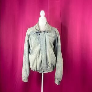 Vintage 80s Adler Leather Mfg. Co. California blue leather bomber jacket, Large